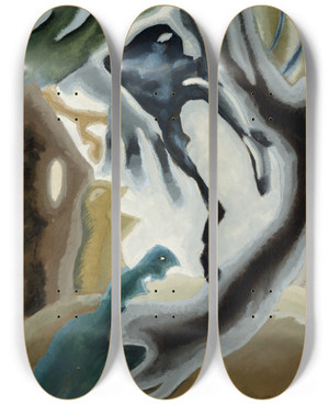 Triptych art skateboard deck of Arthur Dove Barnyardfantasy by Arthur Dove (1880-1946)