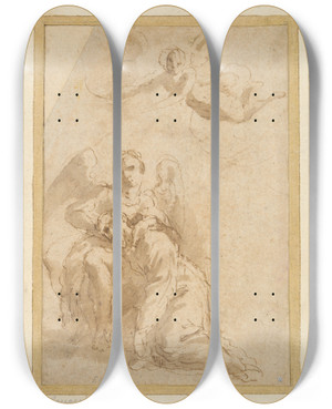 Triptych art skateboard deck of Jacopo Palma Il Giovane Consolation Of Saintfrancis by Jacopo Palma Il Giovane (1548-1628)