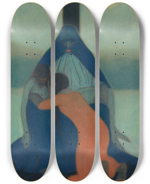 Triptych art skateboard deck of Lon Spilliaert Pit by Leon Spilliaert (1881-1946)