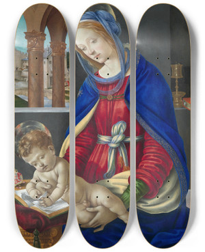 Triptych art skateboard deck of Filippino Lippi Madonna And Child_1 by Filippino Lippi (1457-1504) Triptych art skateboard deck of Filippino Lippi Madonna And Child_1 by Filippino Lippi (1457-1504)