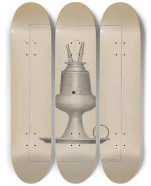 Triptych art skateboard deck of Hester Duany Lamp_5 by Hester Duany (1891-1964)
