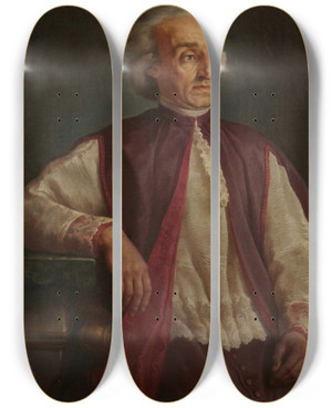 Triptych art skateboard deck of Giuseppe Cades Portrait Of A Cleric by Giuseppe Cades (1750-1799)