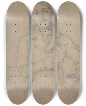 Triptych art skateboard deck of Thodore Chassriau Portrait Of Jennins by Theodore Chasseriau (1819-1856)