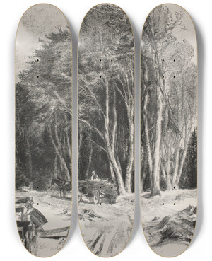 Triptych art skateboard deck of Godfred Christensen Skovhugst by Godfred Christensen (1845-1928)