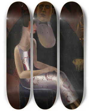 Triptych art skateboard deck of Frits Van Den Berghe Paulgustave Van Hecke And His Wife Norine De Schrijver by Frits van den Berghe (1883-1939)