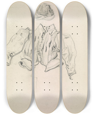 Triptych art skateboard deck of Jzef Mehoffer Dress Study by Jozef Mehoffer (1869-1946)
