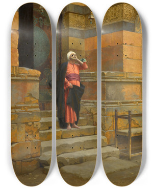 Triptych art skateboard deck of Ludwig Deutsch Before The Mosque by Ludwig Deutsch (1855-1935)