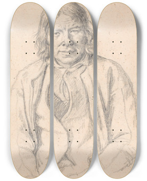Triptych art skateboard deck of Wilhelm Marstrand Brystbillede Af Svensk Bonde_1 by Wilhelm Marstrand (1810-1873)