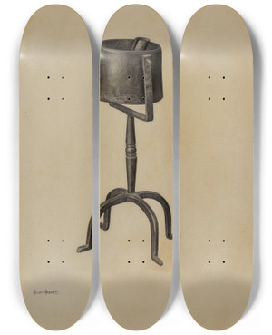 Triptych art skateboard deck of Helen Hobart Pennsylvania Fat Lamp by Helen Hobart