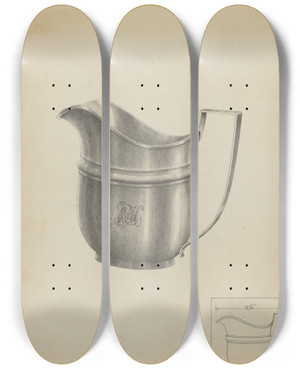 Triptych art skateboard deck of Simon Weiss Silver Creamer_1 by Simon Weiss