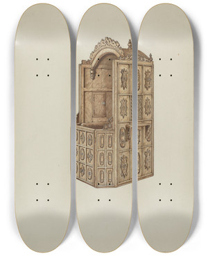Triptych art skateboard deck of William Kieckhofel Confessional by William Kieckhofel (20-)