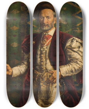 Triptych art skateboard deck of Jan Matejko Portrait Of Mikoaj Zyblikiewicz by Jan Matejko (1838-1893)