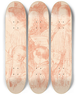 Triptych art skateboard deck of Maurice Denis Drie Zingende Engelen En Twee Koorknapen Tijdens De Heilige Mis by Maurice Denis (1870-1943)