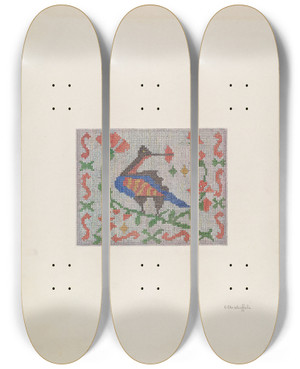 Triptych art skateboard deck of Cornelius Christoffels Beaded Purse by Cornelius Christoffels (1879-1960)