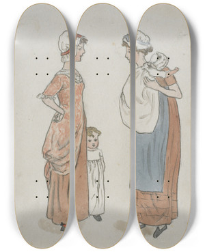 Triptych art skateboard deck of Kate Greenaway Nursemaids With Children by Kate Greenaway (1846-1901) Triptych art skateboard deck of Kate Greenaway Nursemaids With Children by Kate Greenaway (1846-1901)