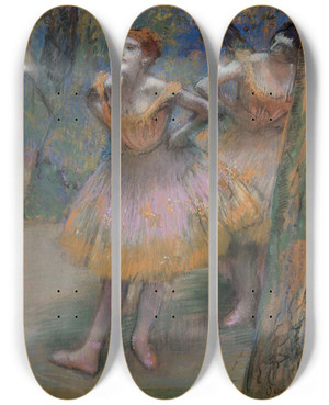 Triptych art skateboard deck of Edgar Degas Two Dancers_2 by Edgar Degas (1834-1917)