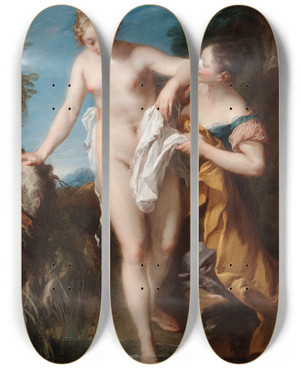 Triptych art skateboard deck of Franois Lemoyne The Bather by Francois Lemoyne (1688-1737) Triptych art skateboard deck of Franois Lemoyne The Bather by Francois Lemoyne (1688-1737)