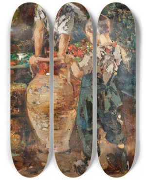 Triptych art skateboard deck of Vincenzo Irolli The Amphora by Vincenzo Irolli (1860-1949)