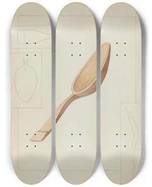 Triptych art skateboard deck of Carl Keksi Spoon by Carl Keksi