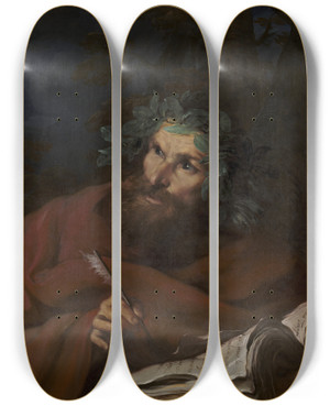 Triptych art skateboard deck of Girolamo Troppa Virgil by Girolamo Troppa (1637-1710)