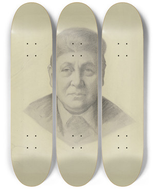 Triptych art skateboard deck of Ottilie Wilhelmine Roederstein Bildnis Gabriele Von Wartensleben by Ottilie Wilhelmine Roederstein (1859-1937)