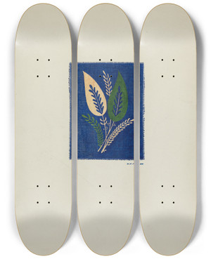 Triptych art skateboard deck of Randolph F Miller Detail Of Skirt Design by Randolph F Miller