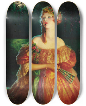 Triptych art skateboard deck of Edward Mason Eggleston The Sweetheart Of Sigma Chi by Edward Mason Eggleston (1882-1941)
