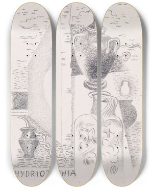 Triptych art skateboard deck of Paul Nash Hydriotaphia by Paul Nash (1889-1946)