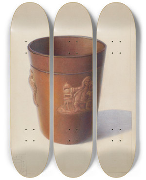 Triptych art skateboard deck of Edward L Loper Crock by Edward L Loper (1916-2011)
