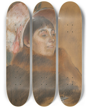 Triptych art skateboard deck of Edgar Degas Madame Dietzmonnin by Edgar Degas (1834-1917)