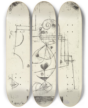 Triptych art skateboard deck of Paul Klee Herzdame by Paul Klee (1879-1940)