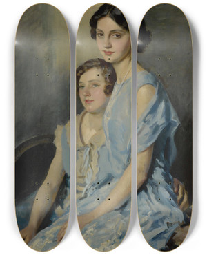 Triptych art skateboard deck of Wilfrid Gabriel De Glehn The Sisters by Wilfrid Gabriel De Glehn (1870-1951)
