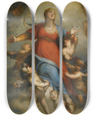 Triptych art skateboard deck of Domenico Piola The Assumption Of The Virgin by Domenico Piola (1627-1703) Triptych art skateboard deck of Domenico Piola The Assumption Of The Virgin by Domenico Piola (1627-1703)