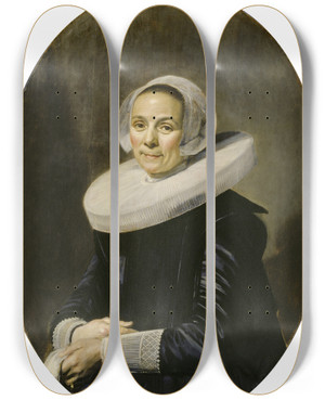 Triptych art skateboard deck of Frans Hals Portrait Of A Woman_6 by Frans Hals (1581-1666)
