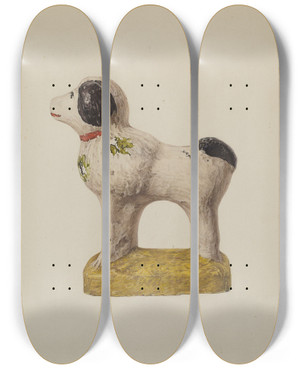 Triptych art skateboard deck of Zabelle Missirian Chalkware Dog by Zabelle Missirian