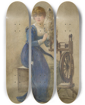 Triptych art skateboard deck of John Parker Woman Spinning by John Parker