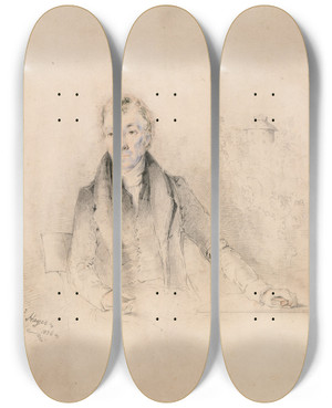 Triptych art skateboard deck of Edward Hayes Michael Banim Father Of The Novelists Michael And John Banim by Edward Hayes
