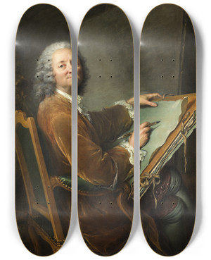 Triptych art skateboard deck of Franoishubert Drouais Hubert Drouais The Artists Father by Francois Hubert Drouais (1727-1775)