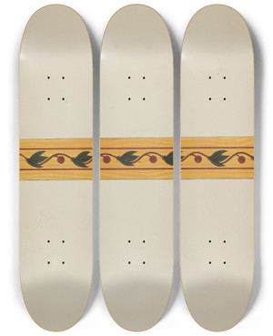 Triptych art skateboard deck of Wellington Blewett Decorative Panel From Rail Car Interior_1 by Wellington Blewett (20-)