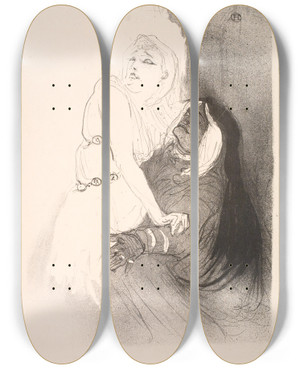 Triptych art skateboard deck of Henri De Toulouselautrec A La Renaissance Sarah Bernhardt Dans Phdre by Henri de Toulouse-Lautrec (1864-1901)