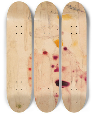 Triptych art skateboard deck of August Macke Strae Mit Leuten Klein by August Macke (1887-1914)