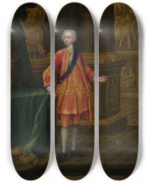 Triptych art skateboard deck of Charles Philips Frederick Prince Of Wales by Charles Philips (1703-1747)
