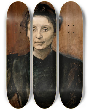 Triptych art skateboard deck of Magnus Enckell Portrait Of Sculptor Madeleine Jouvray by Magnus Enckell (1870-1925)