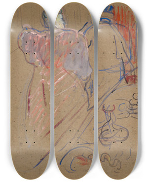 Triptych art skateboard deck of Henri De Toulouselautrec Largent by Henri de Toulouse-Lautrec (1864-1901)