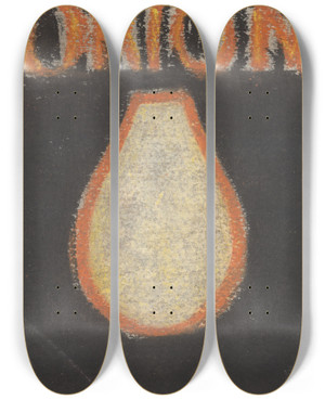 Triptych art skateboard deck of Zolo Palugyay Orion by Zolo Palugyay (1898-1935)