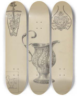 Triptych art skateboard deck of Simon Weiss Silver Creamer_4 by Simon Weiss