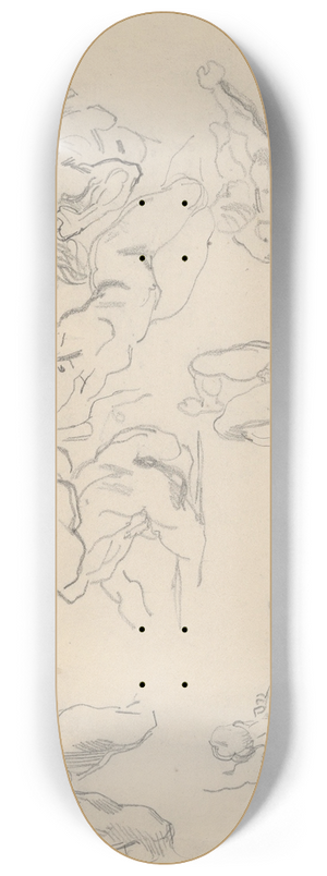 Eugne Delacroix - Figure Studies after Rubenss Fall of the Rebel Angels 8.25 inch art skate deck
