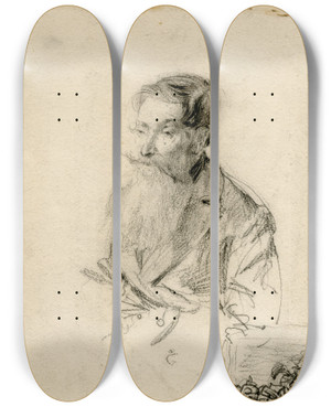 Triptych art skateboard deck of Floris Verster Portrait Of A Man With A Beard by Floris Verster (1861-1927)