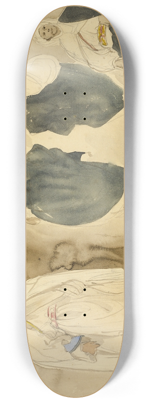 Eugne Delacroix - Four Sketches of Arab Men 8.25 inch art skate deck