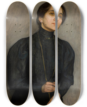 Triptych art skateboard deck of Samuel Hirszenberg Portrait Of Maria Feldman by Samuel Hirszenberg (1865-1908)